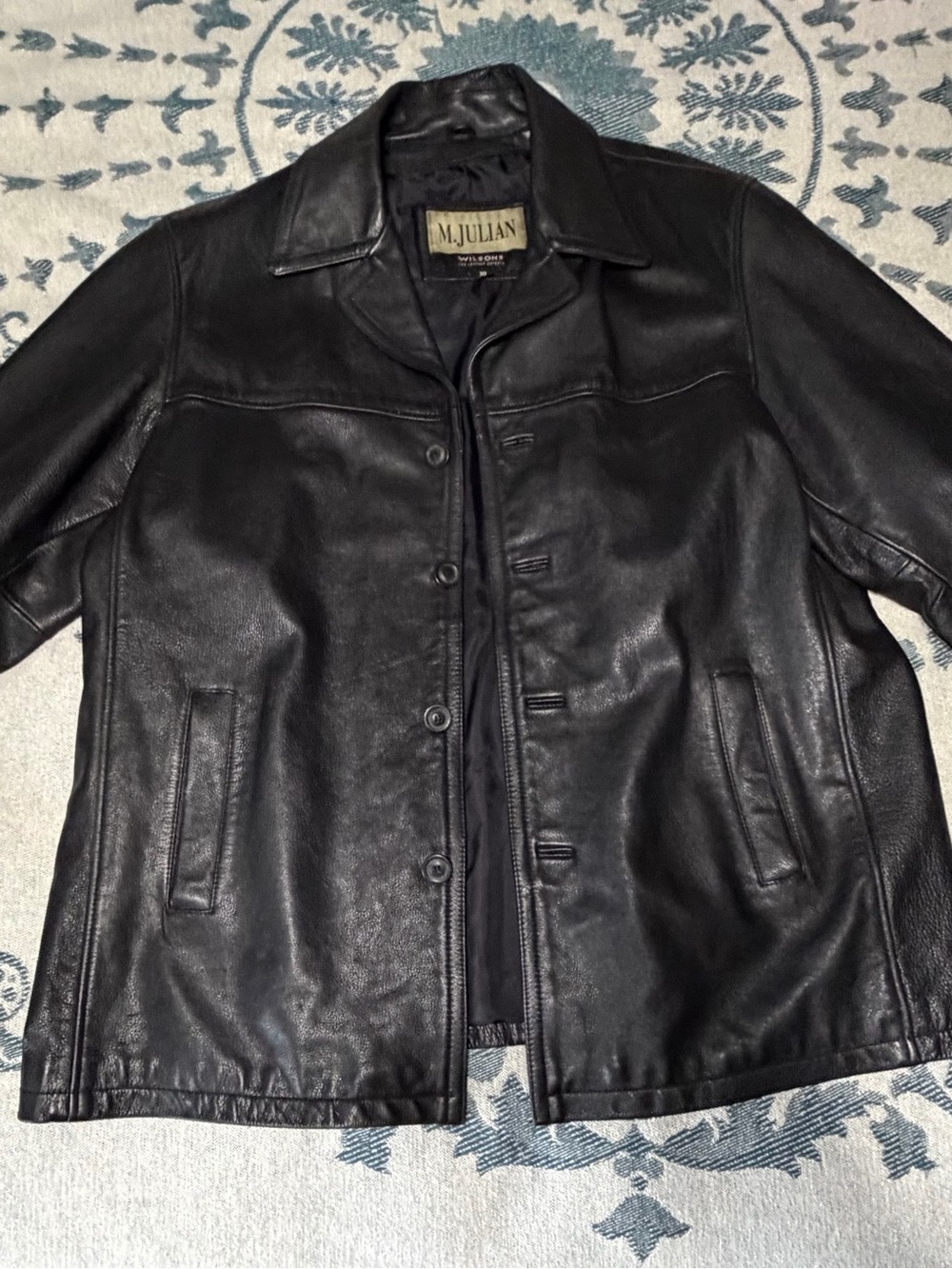 Wilsons Leather Men's Black Button-Front Leather Jacket